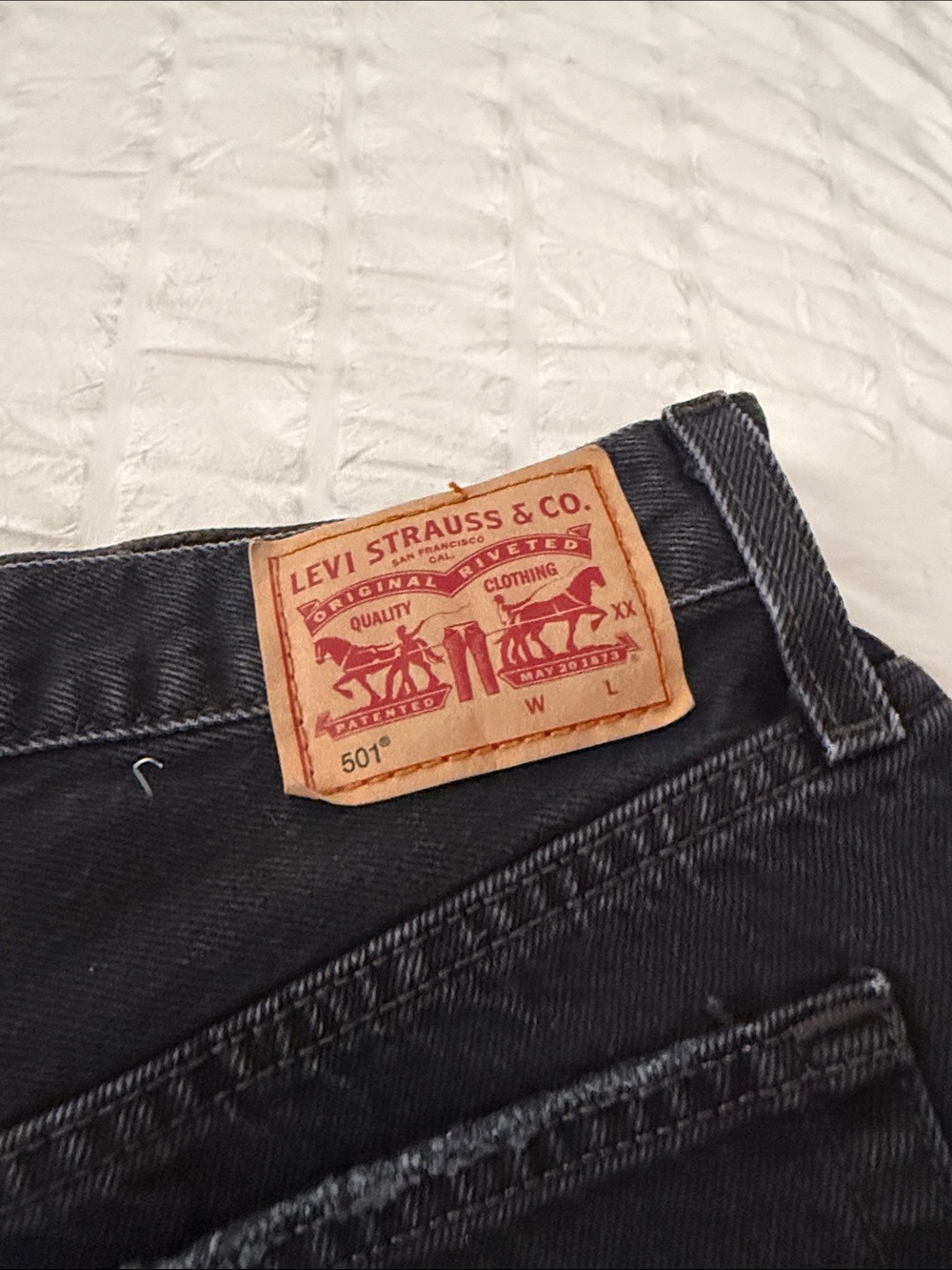 Levi's Black Distressed Cutoff Denim Shorts - Picture 2 of 5